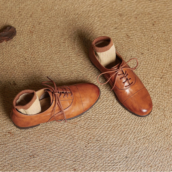 Catarina | Sapatos Oxford de Couro Mulher com Atacadores