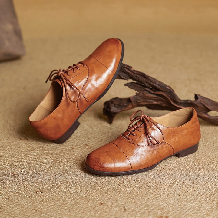 Catarina | Sapatos Oxford de Couro Mulher com Atacadores