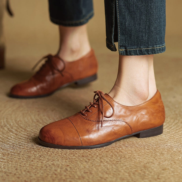 Catarina | Sapatos Oxford de Couro Mulher com Atacadores