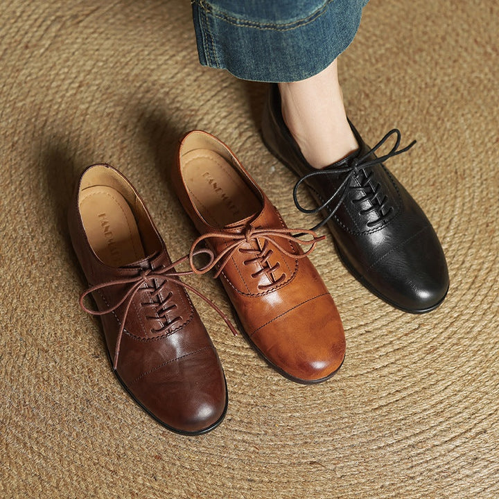 Catarina | Sapatos Oxford de Couro Mulher com Atacadores