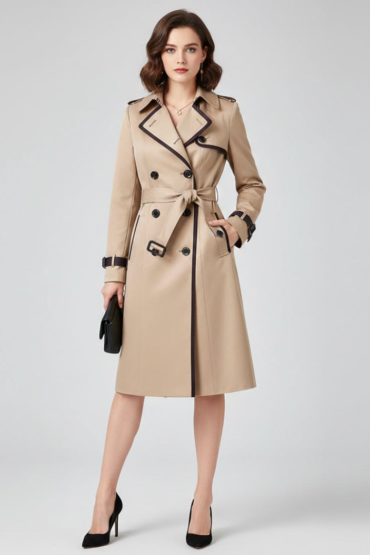 Catarina | Trench Coat Mulher Dupla Botoneira com Cinto