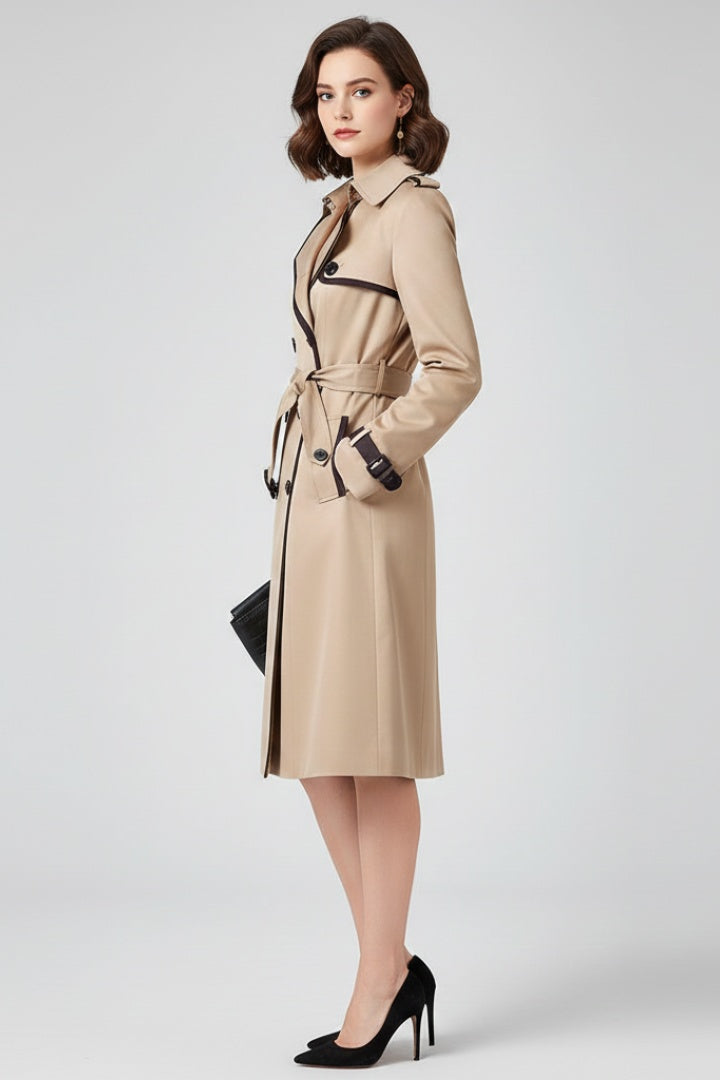Catarina | Trench Coat Mulher Dupla Botoneira com Cinto