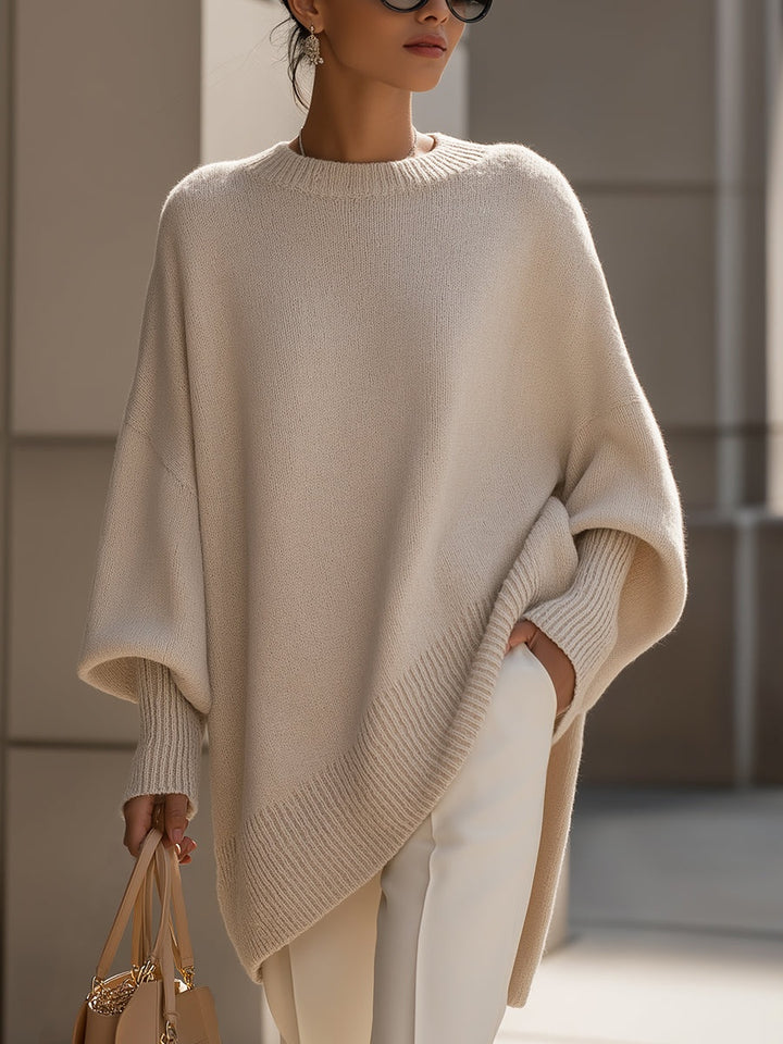 Cláudia | Camisola Oversize Mulher Malha Bainha Assimétrica