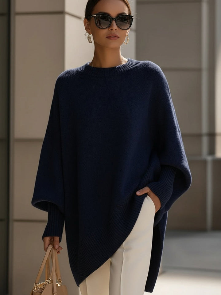 Cláudia | Camisola Oversize Mulher Malha Bainha Assimétrica