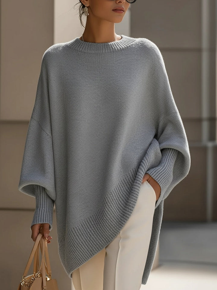 Cláudia | Camisola Oversize Mulher Malha Bainha Assimétrica