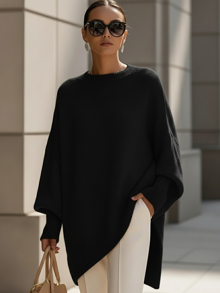 Cláudia | Camisola Oversize Mulher Malha Bainha Assimétrica
