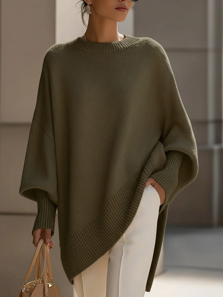 Cláudia | Camisola Oversize Mulher Malha Bainha Assimétrica