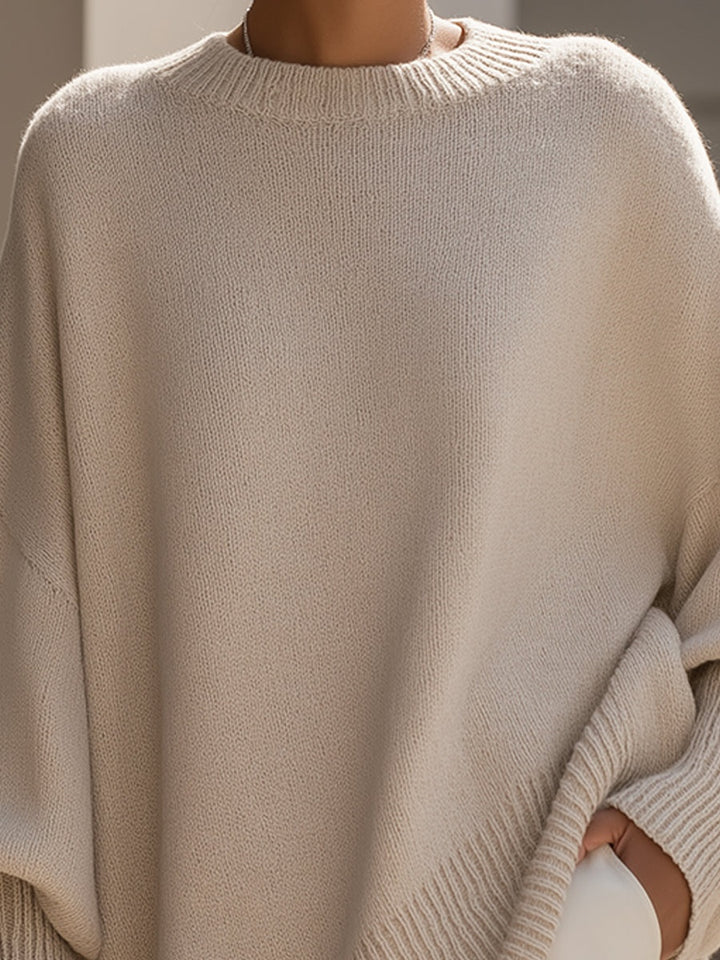 Cláudia | Camisola Oversize Mulher Malha Bainha Assimétrica