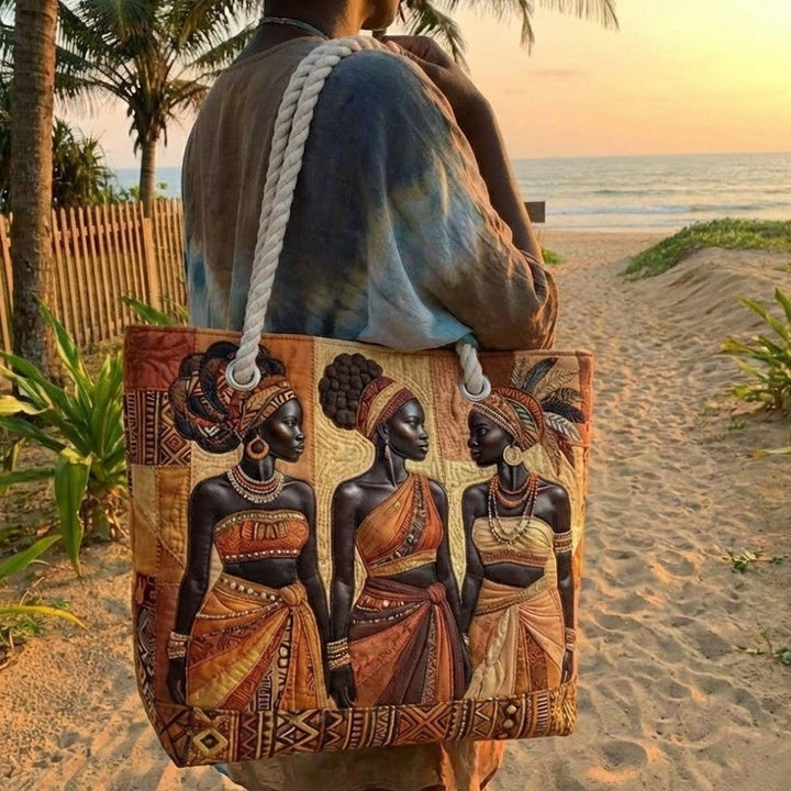 Conceição | Tote Bag Artesanal Estampado Africano Mulher Alças de Corda