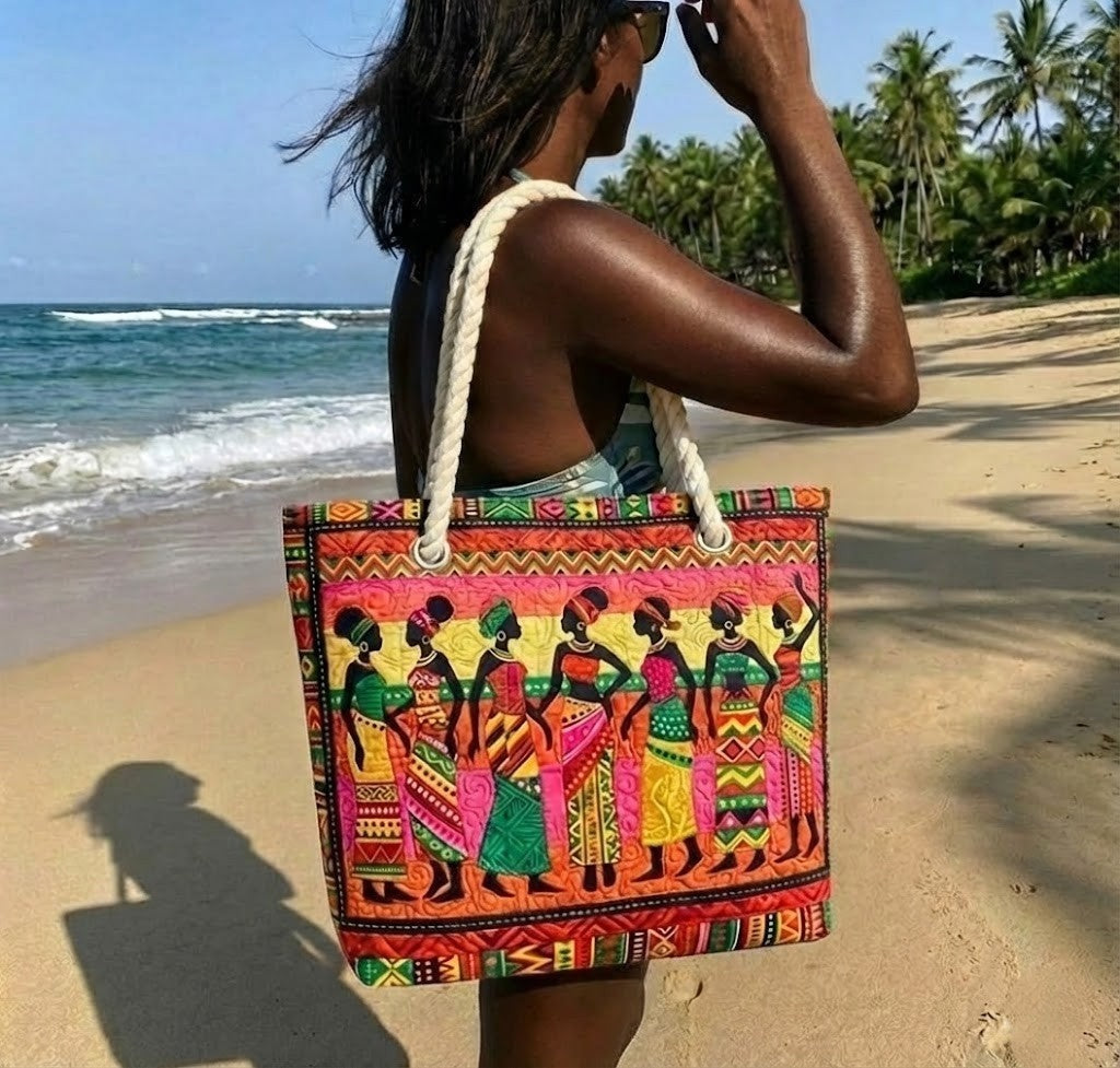 Conceição | Tote Bag Artesanal Estampado Africano Mulher Alças de Corda