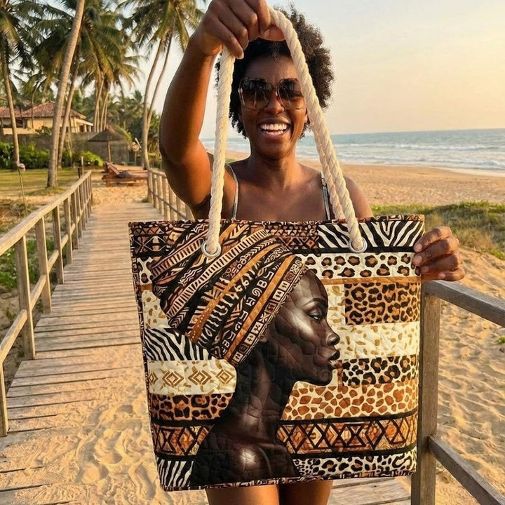 Conceição | Tote Bag Artesanal Estampado Africano Mulher Alças de Corda