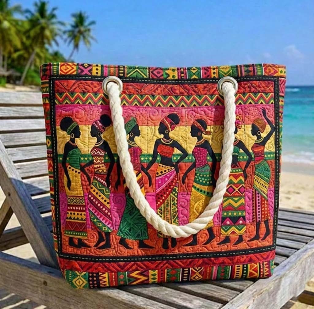 Conceição | Tote Bag Artesanal Estampado Africano Mulher Alças de Corda
