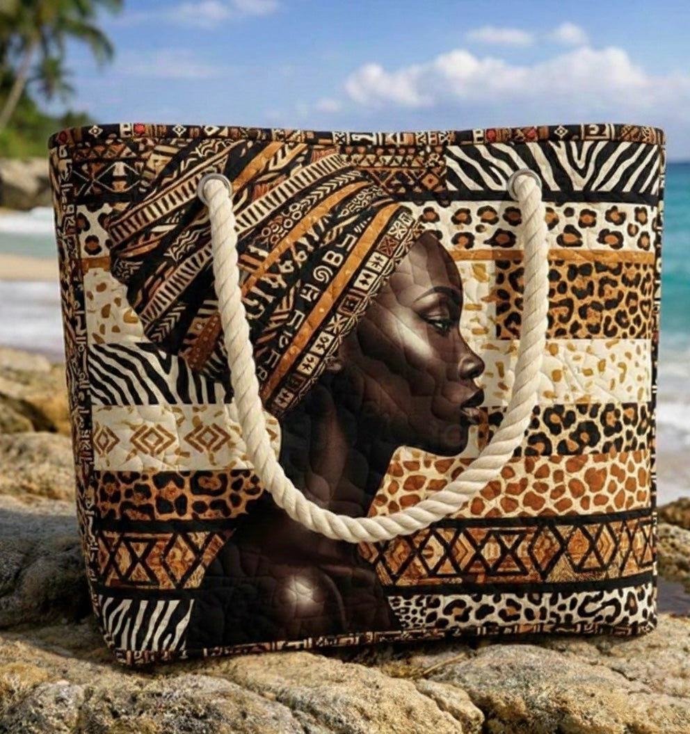 Conceição | Tote Bag Artesanal Estampado Africano Mulher Alças de Corda
