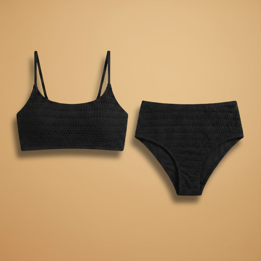 Manuela | Conjunto Bikini Cintura Alta Mulher Texturizado