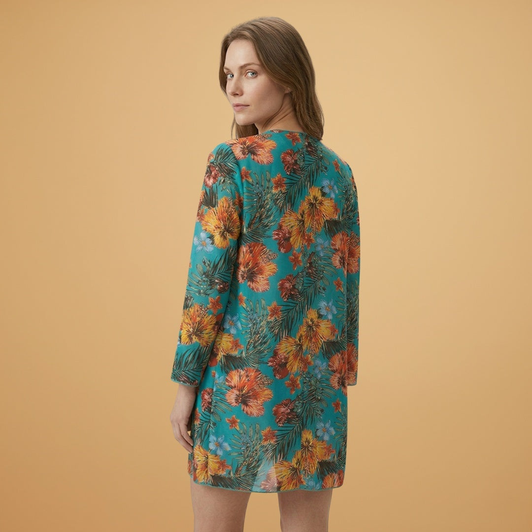 Vera | Conjunto Bikini Estampado Tropical Mulher com Kimono