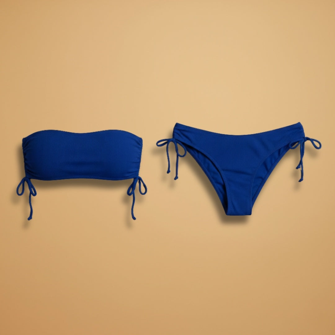 Leonor | Conjunto Bikini Top Tubular Mulher Laços Laterais