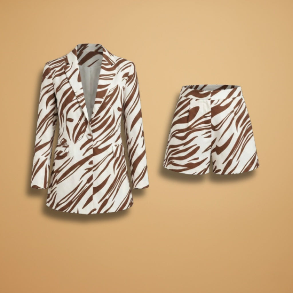 Catarina | Conjunto Blazer Estampado Mulher Calções