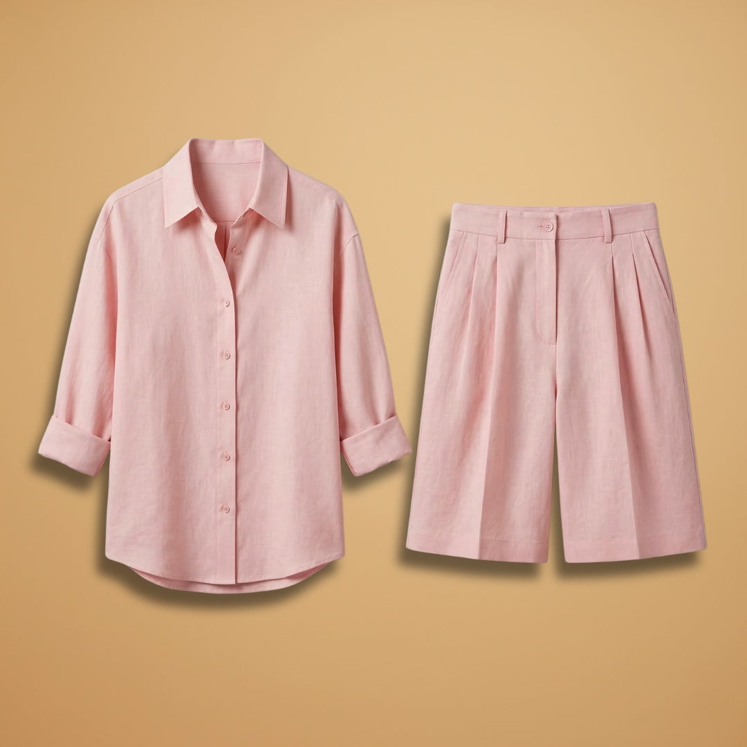 Alice | Conjunto Camisa e Calções Pregueados Mulher Cintura Alta
