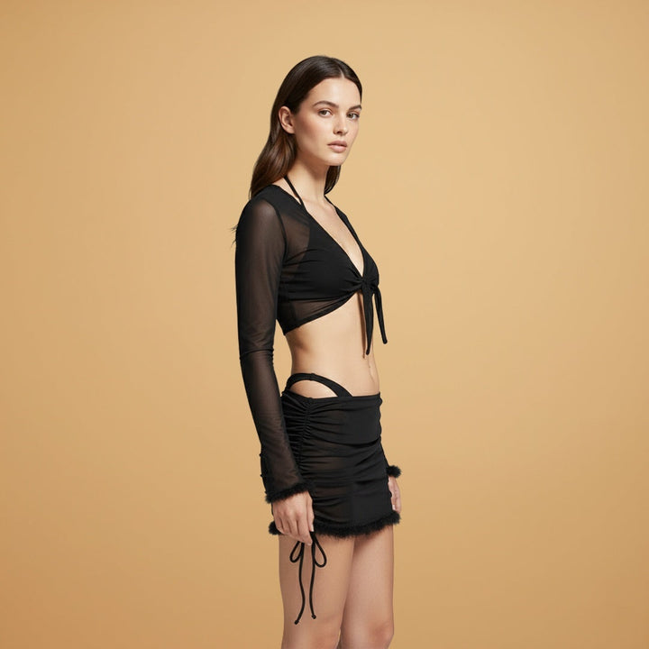 Patrícia | Conjunto de Biquíni com Capa Transparente Mulher Rendas