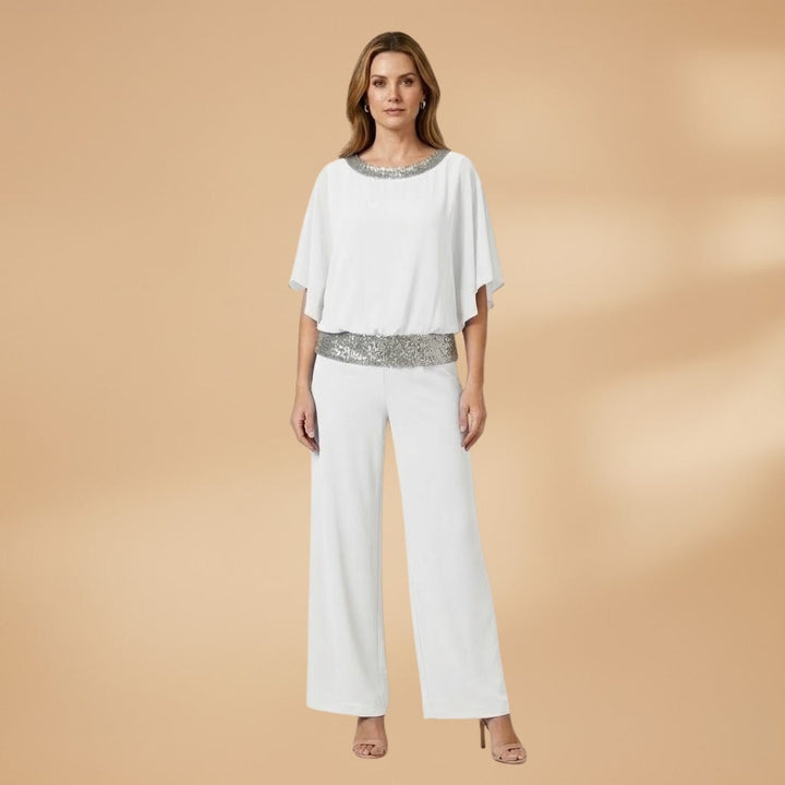 Amélia | Conjunto de Duas Peças Mulher Top Lantejoulas Calças Wide Leg