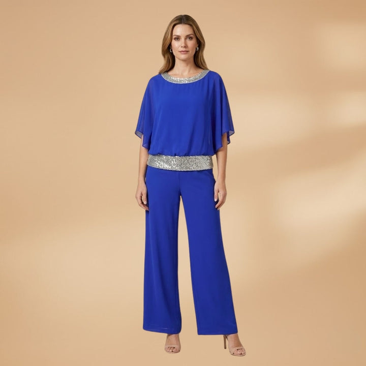 Amélia | Conjunto de Duas Peças Mulher Top Lantejoulas Calças Wide Leg
