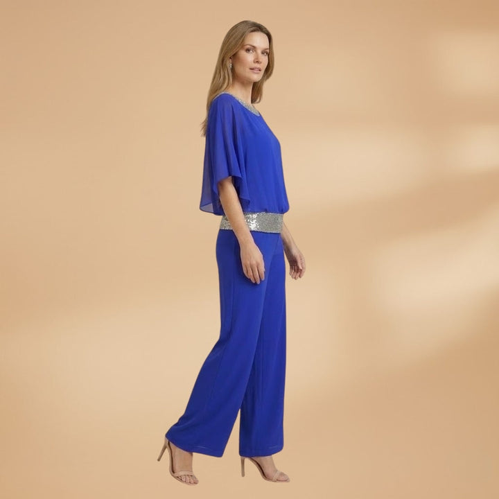 Amélia | Conjunto de Duas Peças Mulher Top Lantejoulas Calças Wide Leg