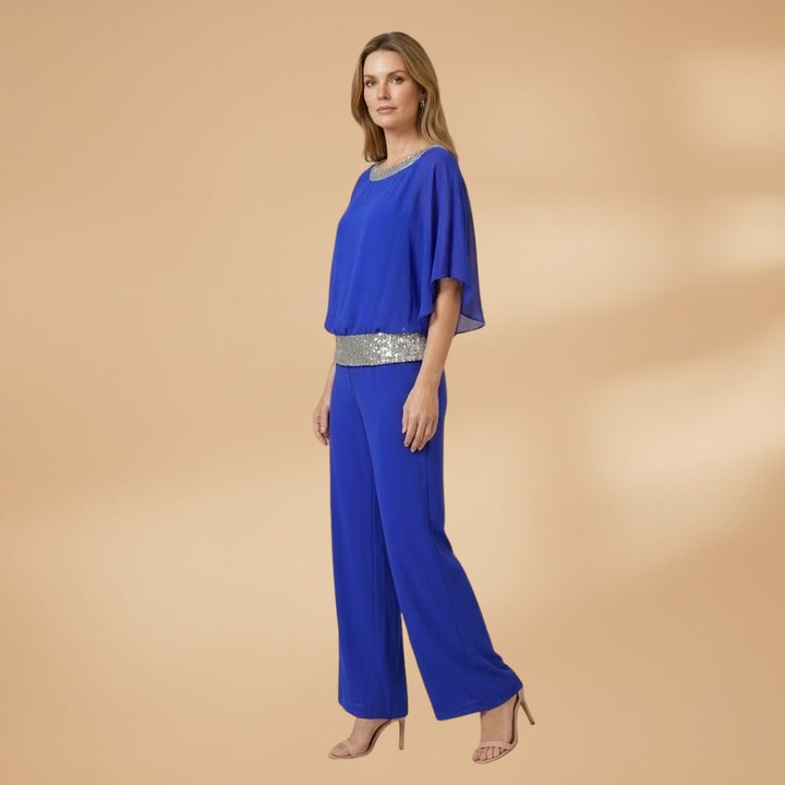 Amélia | Conjunto de Duas Peças Mulher Top Lantejoulas Calças Wide Leg