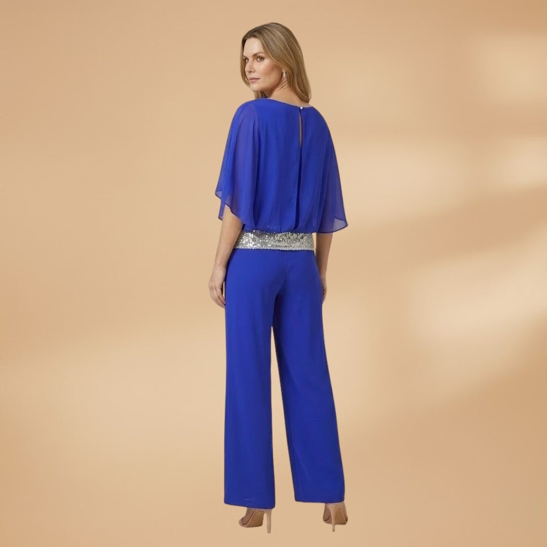 Amélia | Conjunto de Duas Peças Mulher Top Lantejoulas Calças Wide Leg