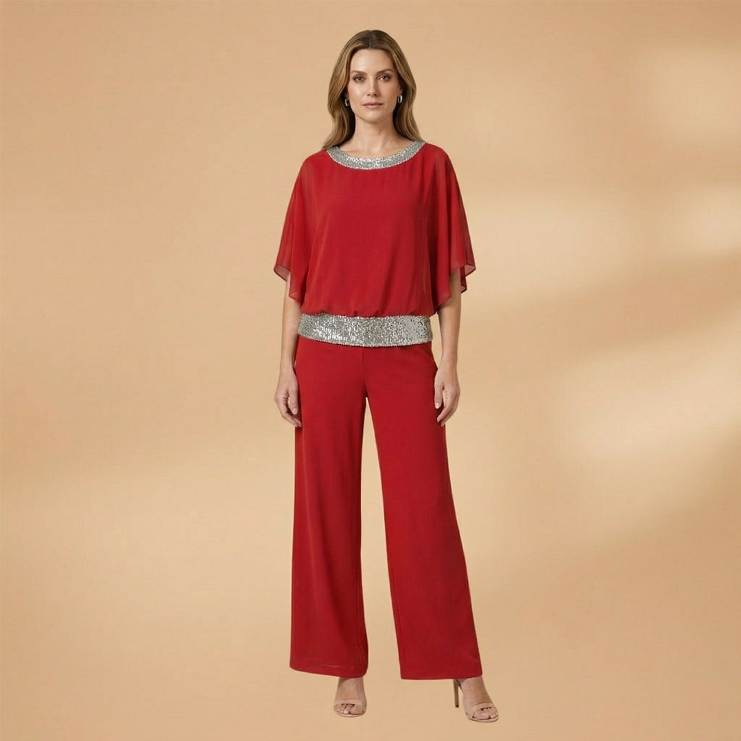 Amélia | Conjunto de Duas Peças Mulher Top Lantejoulas Calças Wide Leg