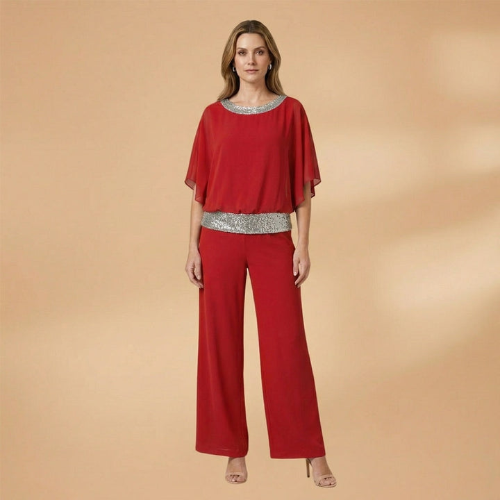 Amélia | Conjunto de Duas Peças Mulher Top Lantejoulas Calças Wide Leg
