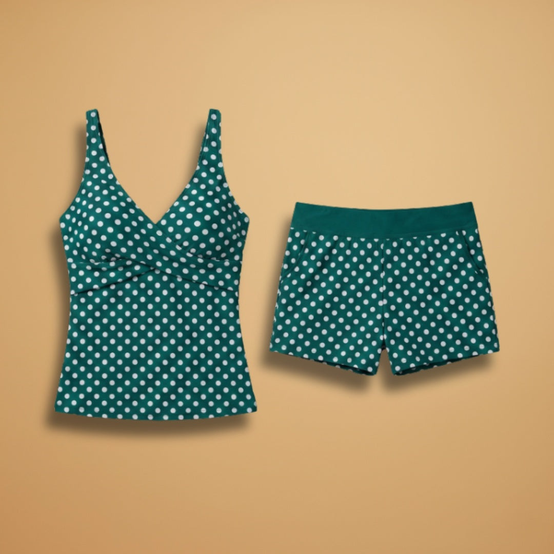 Margarida | Conjunto de Tankini Mulher Estampado de Bolinhas
