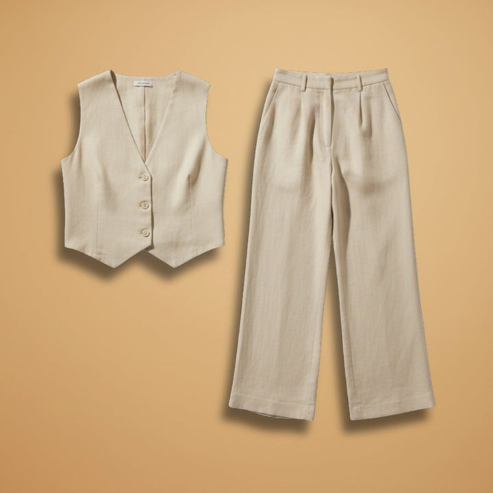 Fátima | Conjunto Duas Peças Colete Calças Wide Leg Mulher