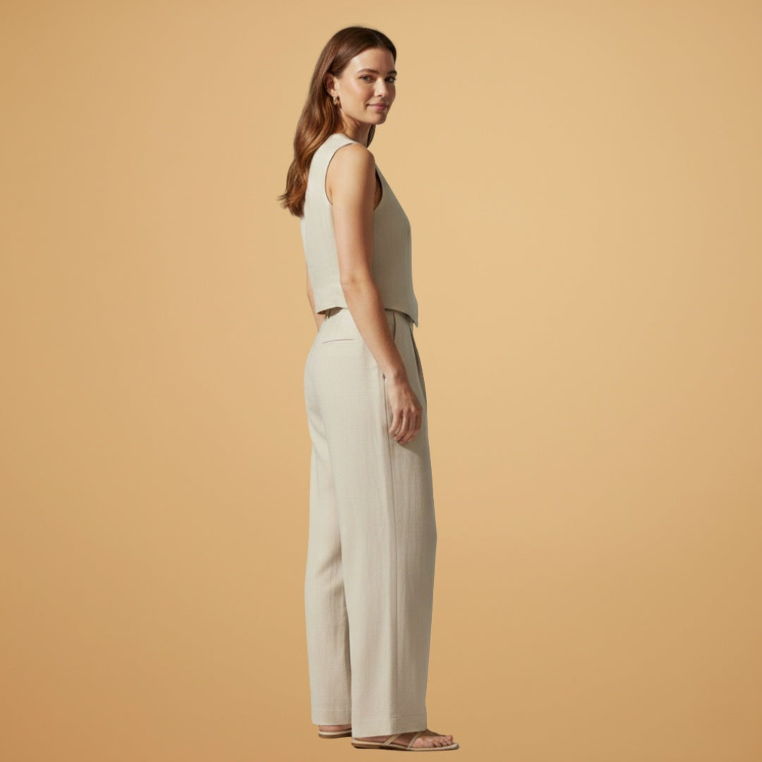 Fátima | Conjunto Duas Peças Colete Calças Wide Leg Mulher