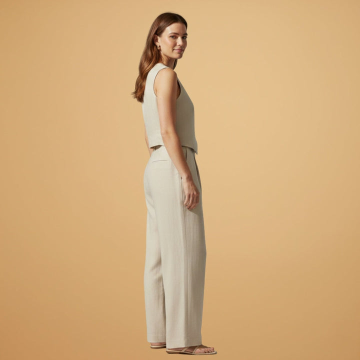 Fátima | Conjunto Duas Peças Colete Calças Wide Leg Mulher