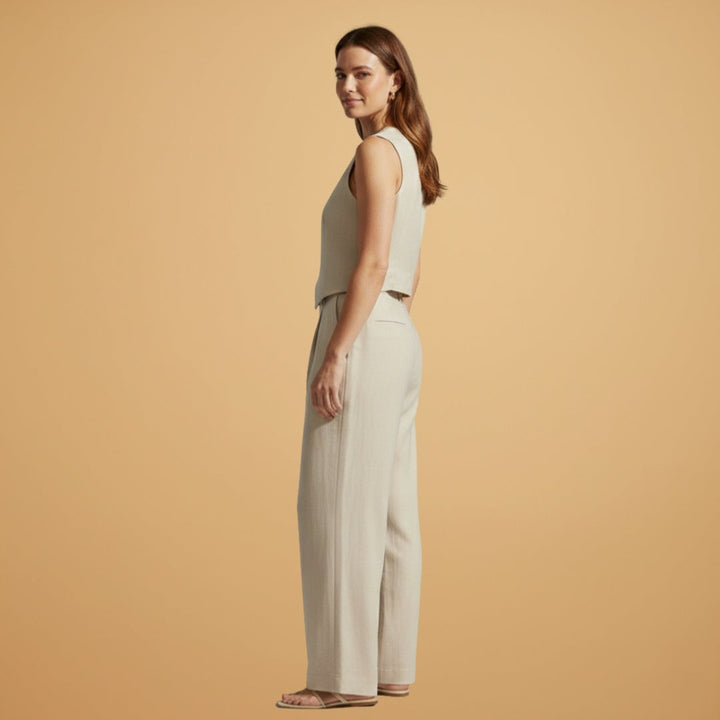 Fátima | Conjunto Duas Peças Colete Calças Wide Leg Mulher