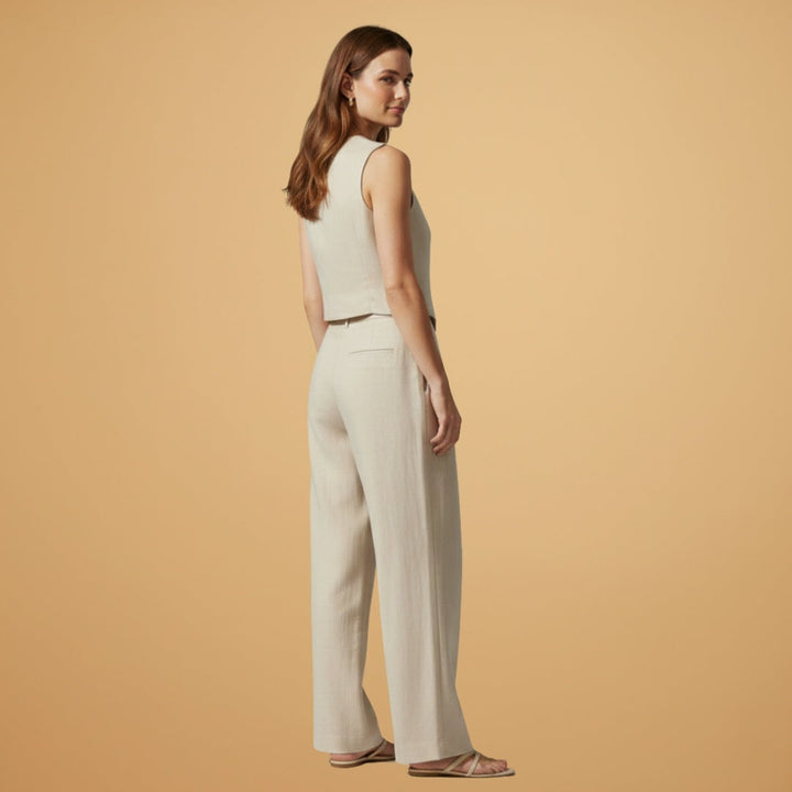 Fátima | Conjunto Duas Peças Colete Calças Wide Leg Mulher