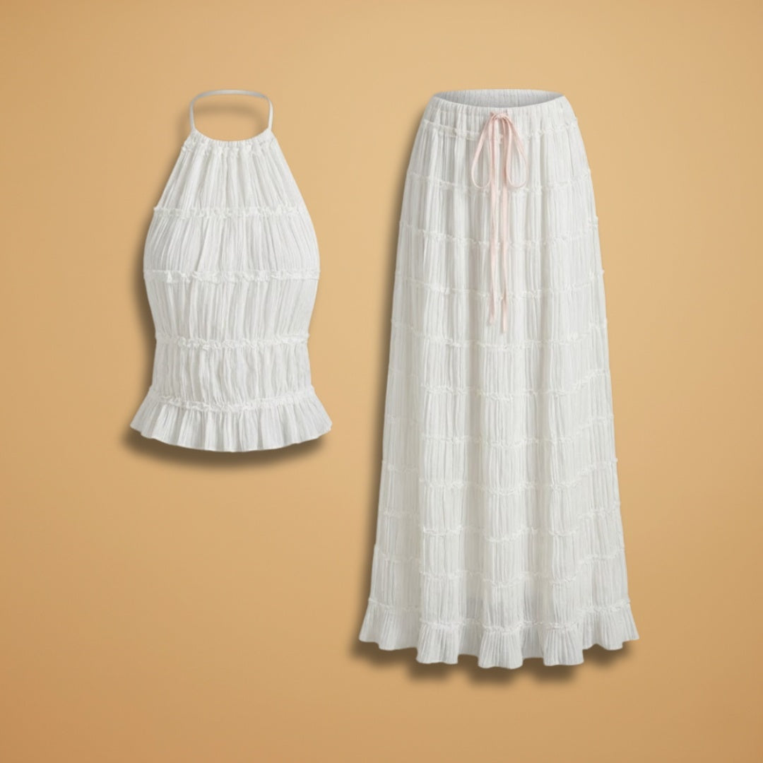 Diana | Conjunto Vestido Comprido Mulher Halter Renda
