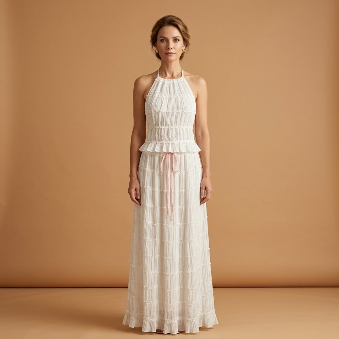 Diana | Conjunto Vestido Comprido Mulher Halter Renda