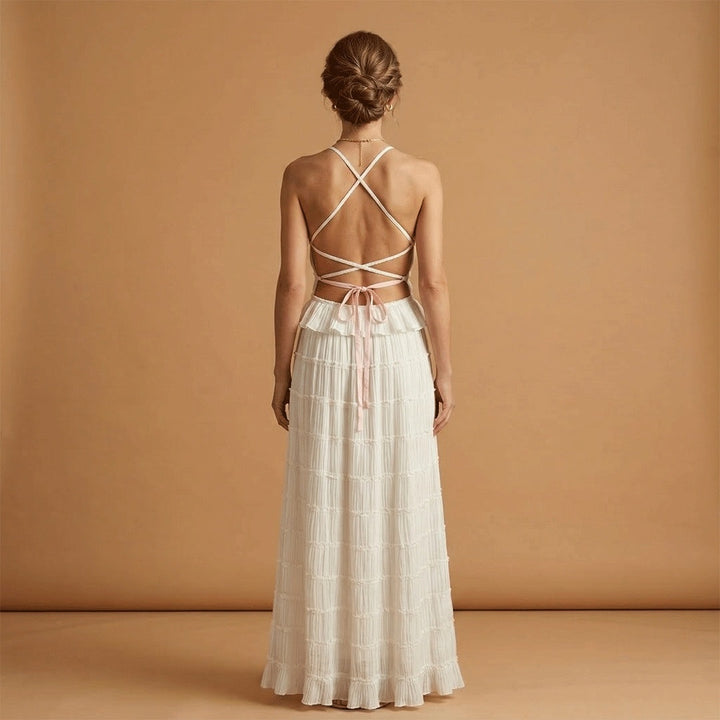 Diana | Conjunto Vestido Comprido Mulher Halter Renda