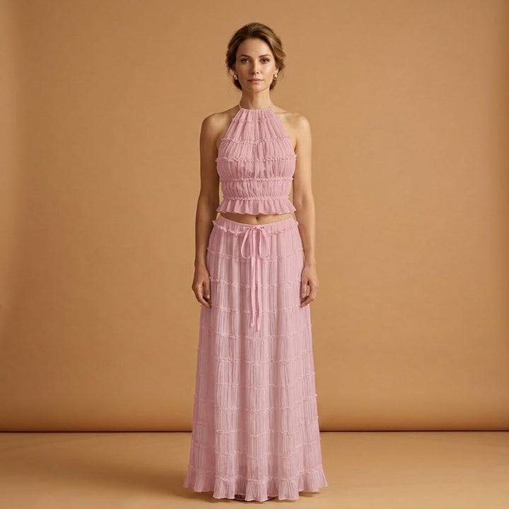 Diana | Conjunto Vestido Comprido Mulher Halter Renda