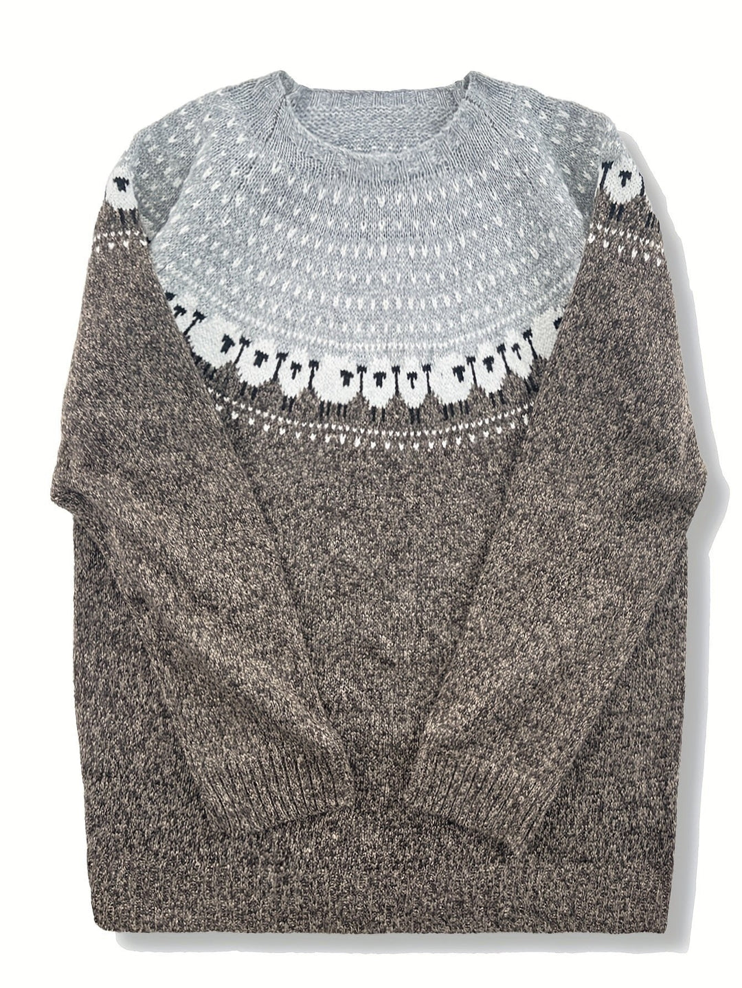Constança | Camisola de Lã Mulher Padrão Jacquard Ovelhas