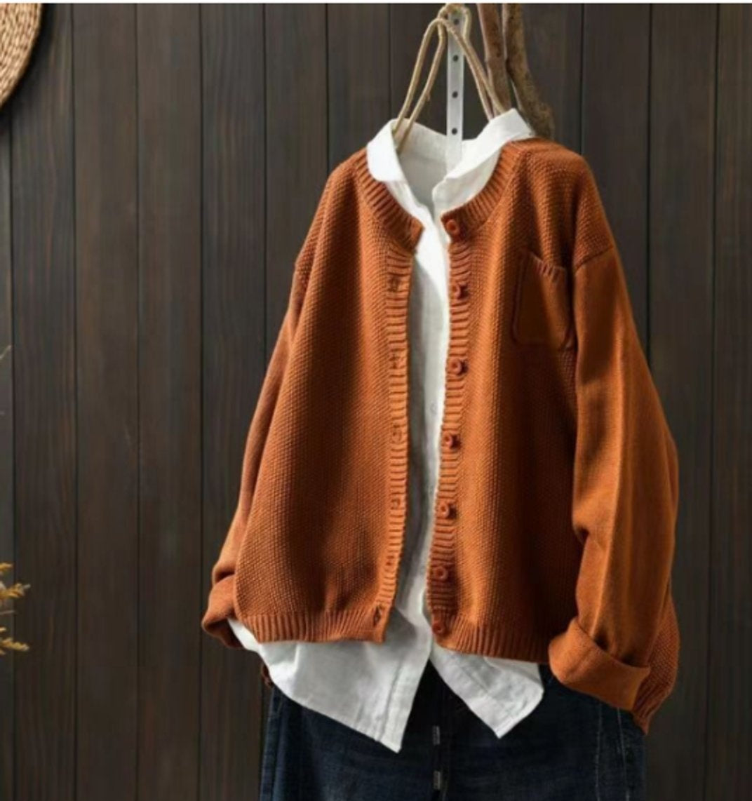 Constança | Casaco de Malha Oversize Mulher Decote V Botões