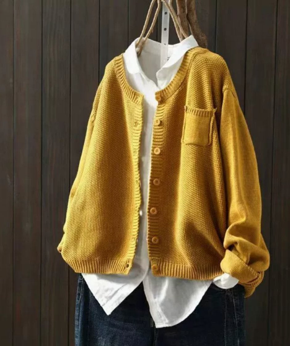 Constança | Casaco de Malha Oversize Mulher Decote V Botões