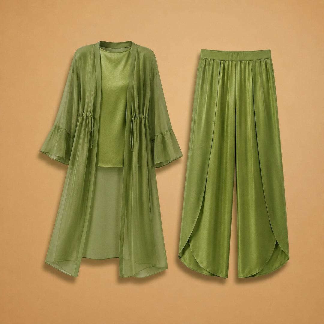 Constança | Conjunto Três Peças Kimono Mulher Palazzo