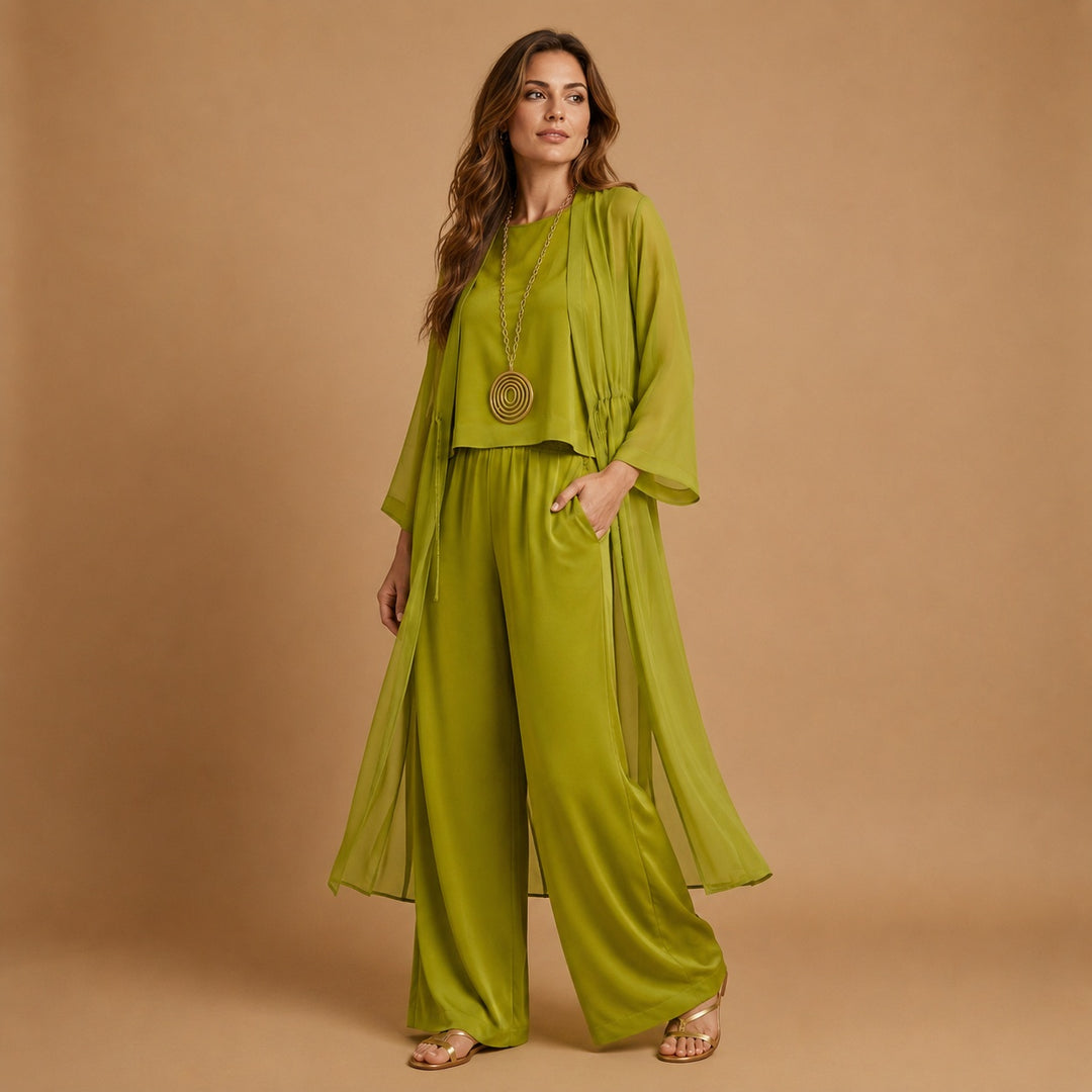 Constança | Conjunto Três Peças Kimono Mulher Palazzo