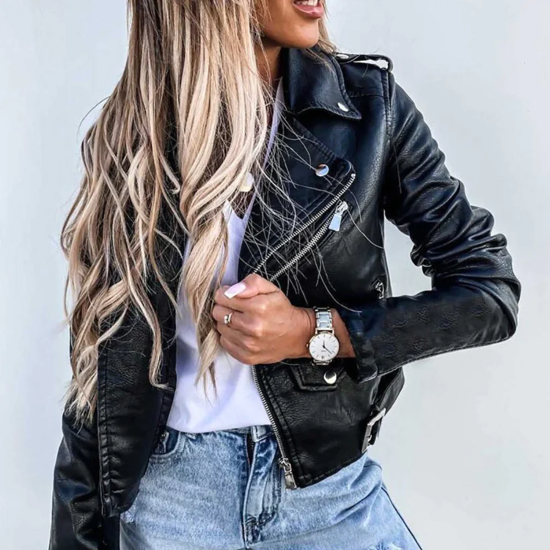 Daniela | Blusão Biker de Polipele Mulher Zíper Diagonal