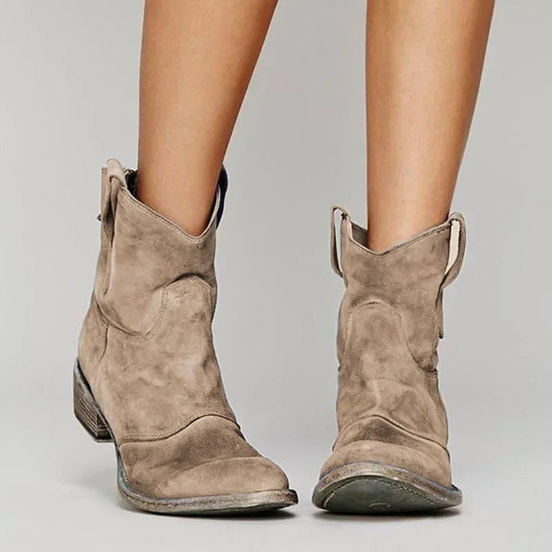 Daniela | Botins Cowboy de Camurça Mulher Cano Médio