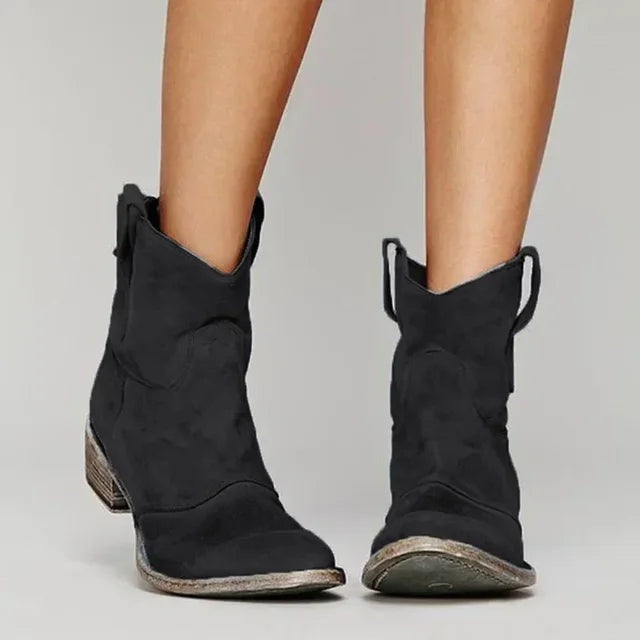 Daniela | Botins Cowboy de Camurça Mulher Cano Médio