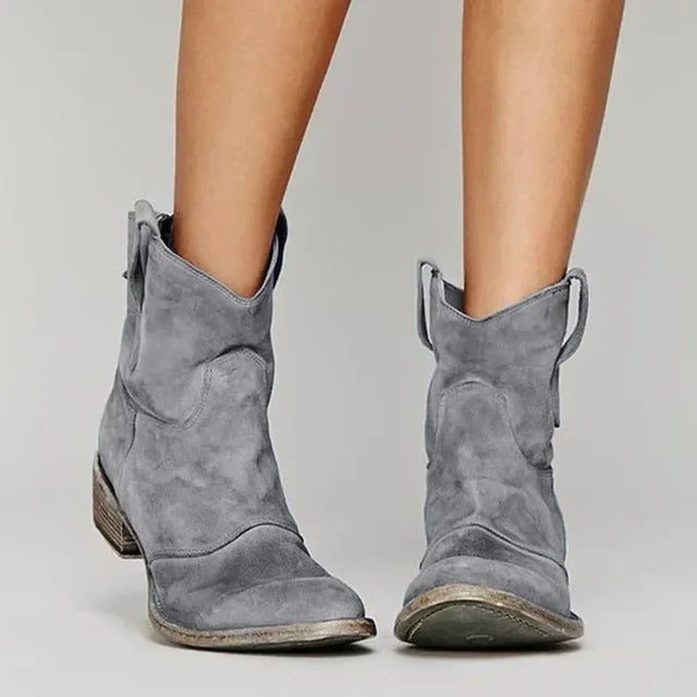Daniela | Botins Cowboy de Camurça Mulher Cano Médio