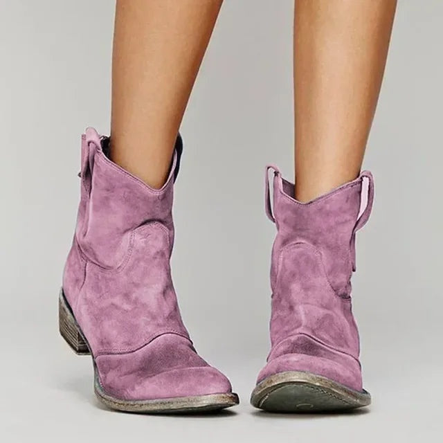 Daniela | Botins Cowboy de Camurça Mulher Cano Médio